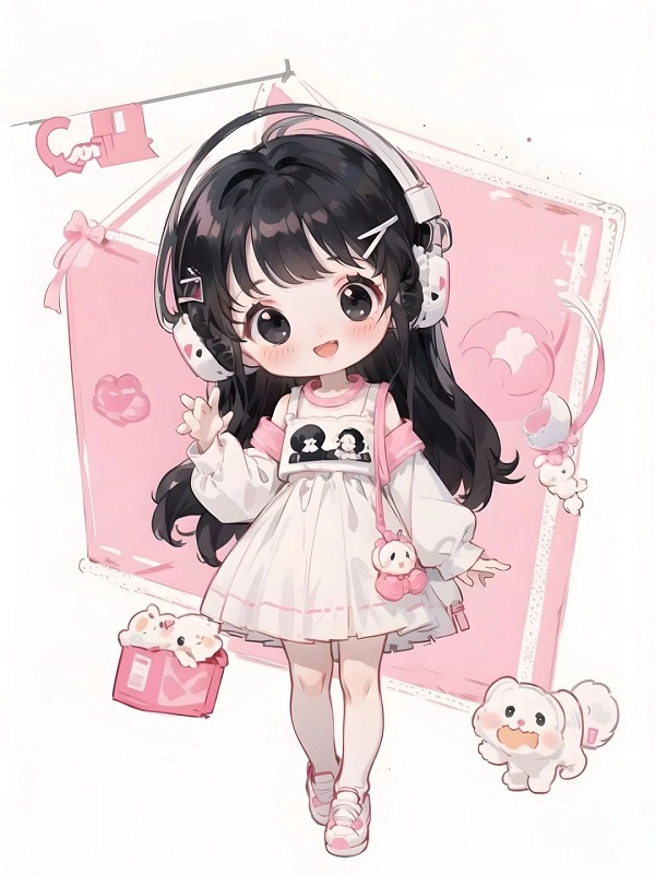 Anime chibi cute girl buộc tóc hai bên cực cute