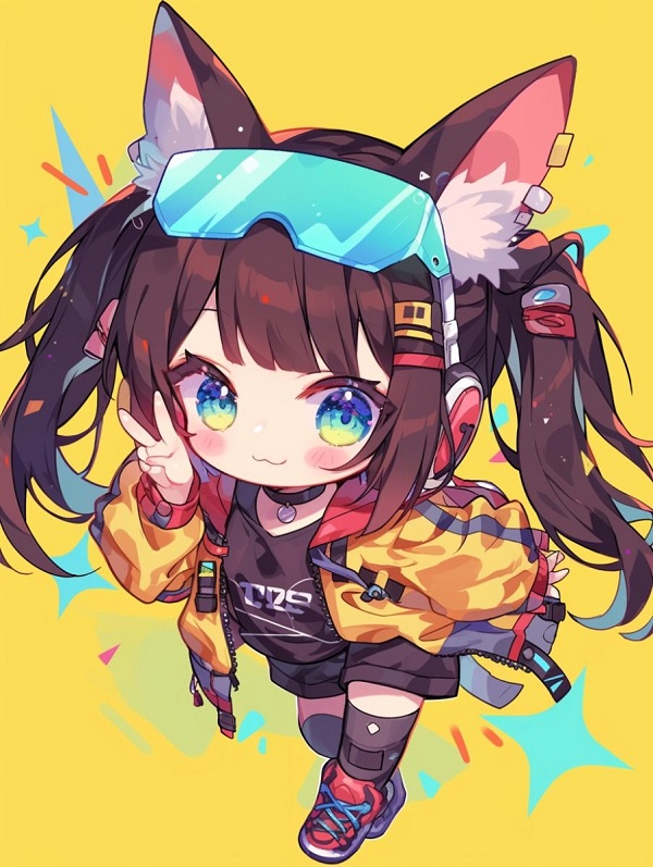 Nhân vật chibi với ánh mắt long lanh