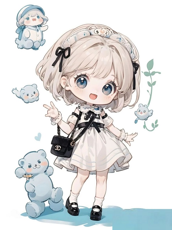 Chibi girl mặc đồng phục học sinh Nhật
