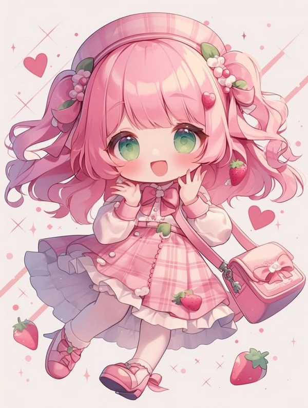 Hình chibi với biểu cảm ngại ngùng đáng yêu