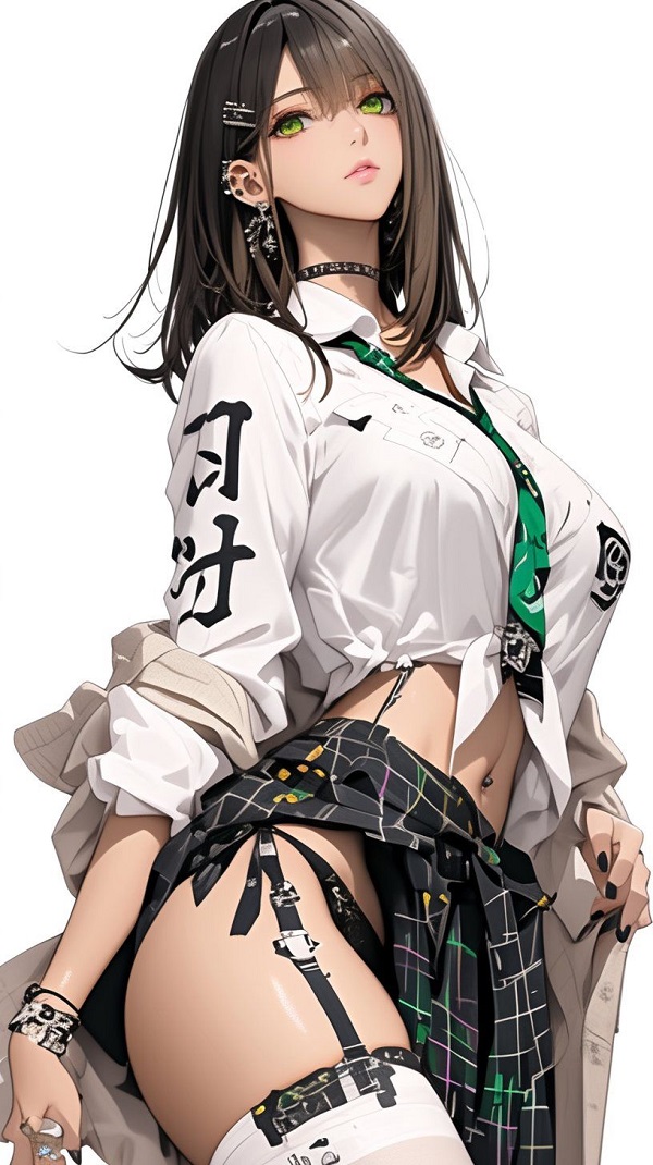 Nữ chiến binh anime trong bộ giáp hầm hố, tư thế sẵn sàng chiến đấu, đầy uy lực.