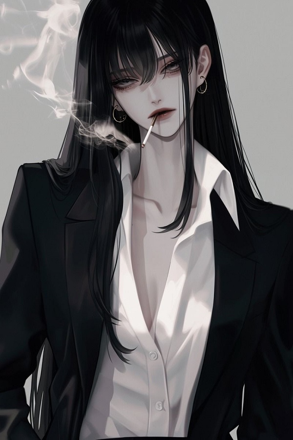 Anime girl lạnh lùng cá tính khoác áo da đen