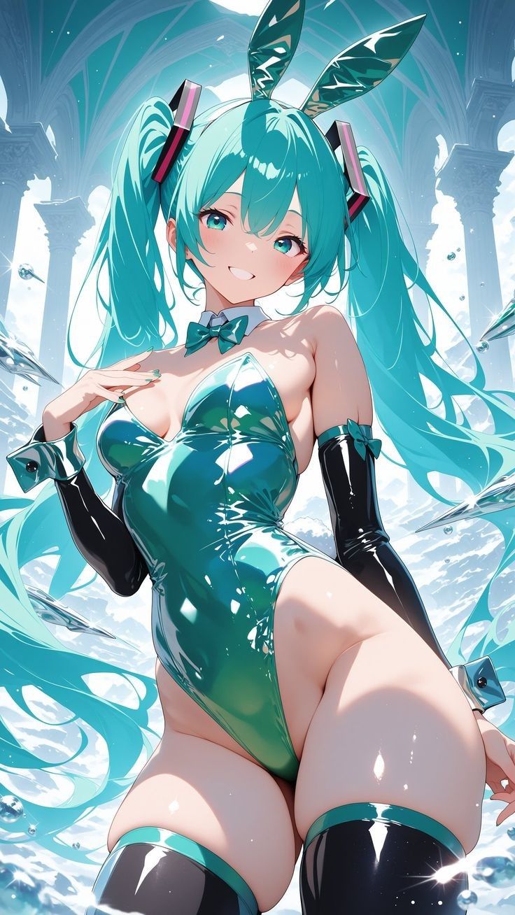 Cô gái anime với dáng người cân đối, mặc đồ bơi màu đỏ nổi bật.