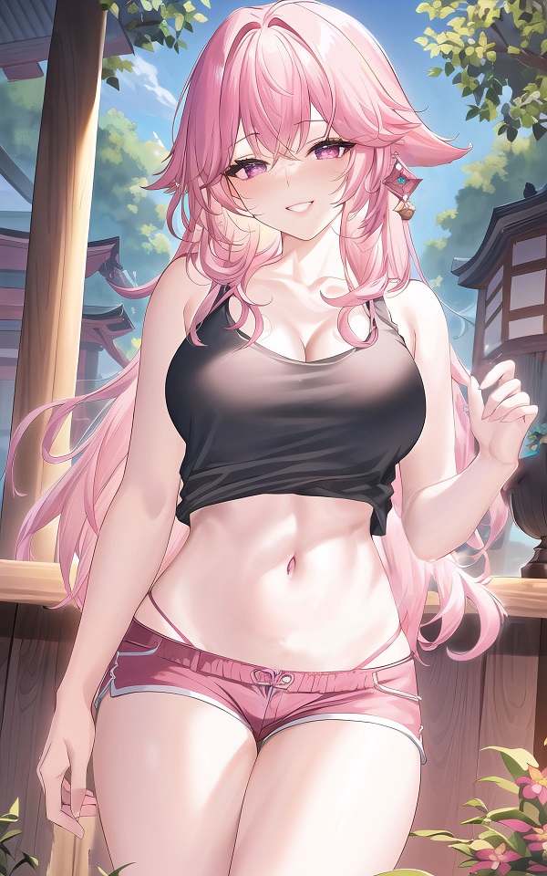 Cô gái anime đang đội kính râm, mặc đồ bơi màu đen huyền bí.Cô gái anime đang đội kính râm, mặc đồ bơi màu đen huyền bí.

