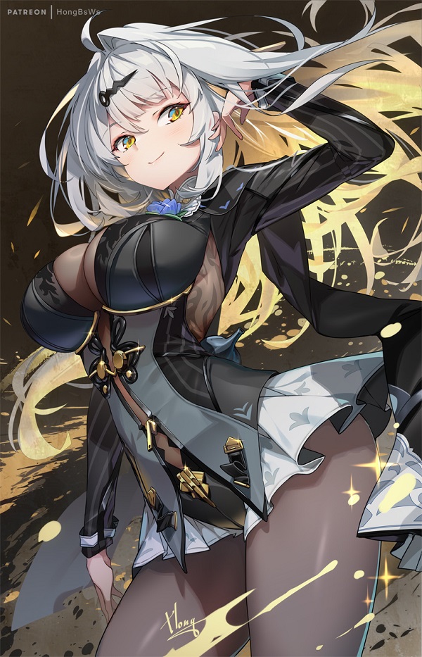 Nhân vật anime váy ngắn xuyên thấu nhẹ, bí ẩn.