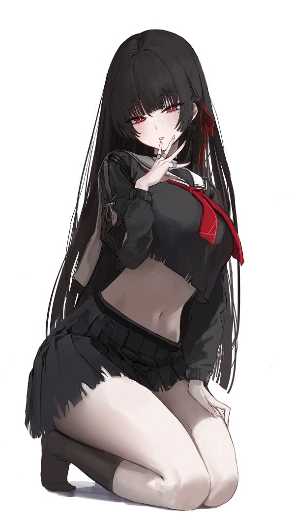 Thiếu nữ anime biểu cảm ngạc nhiên, váy ngắn xanh ngọc.