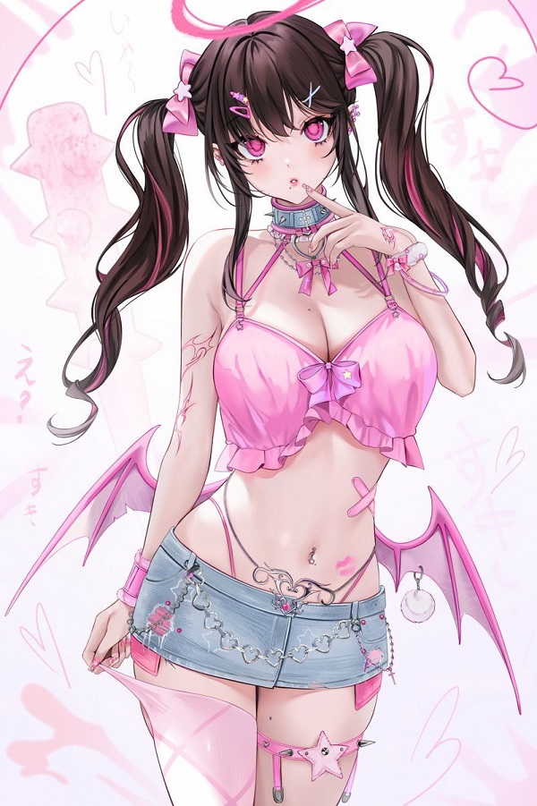 Gái xinh anime mặc váy ngắn trắng tinh khôi.