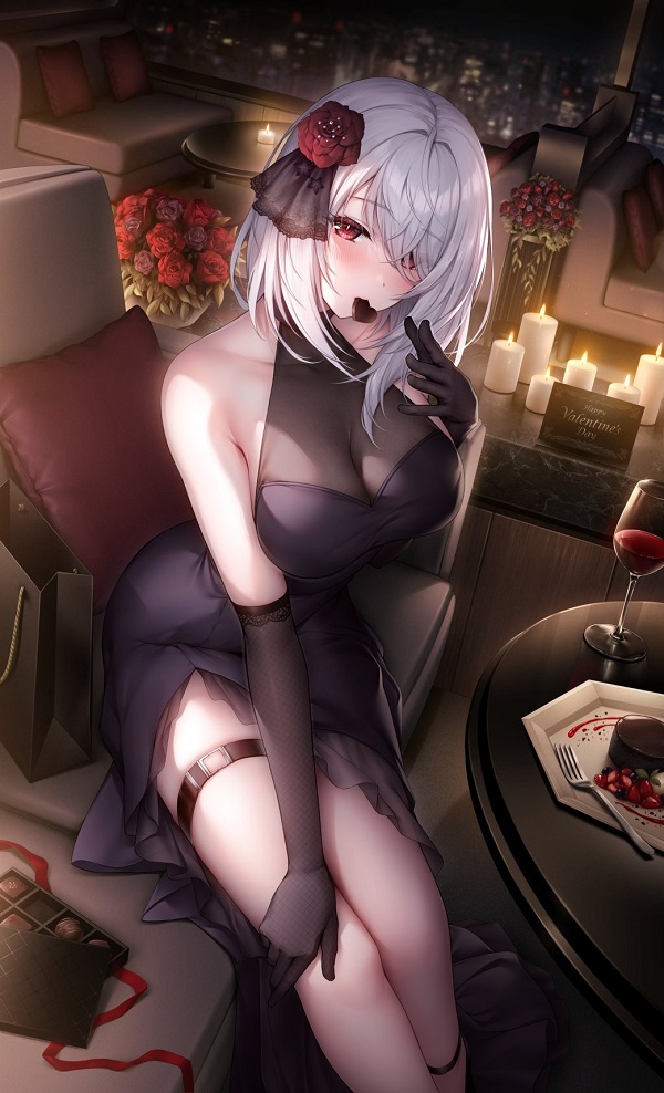 Gái anime tất dài, váy ngắn kẻ caro, ngồi ghế đá.