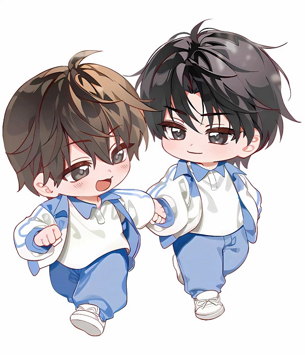 Nhân vật chibi nam đang thổi bong bóng xà phòng.Nhân vật chibi nam đang thổi bong bóng xà phòng. 