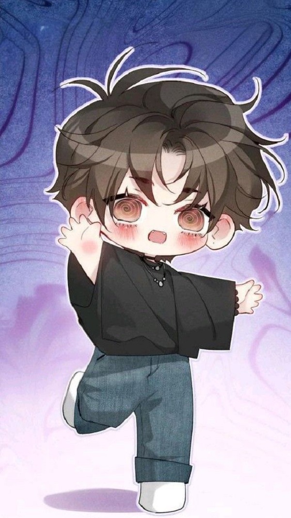 Chibi nam anime với một chiếc vương miện nhỏ, như hoàng tử.