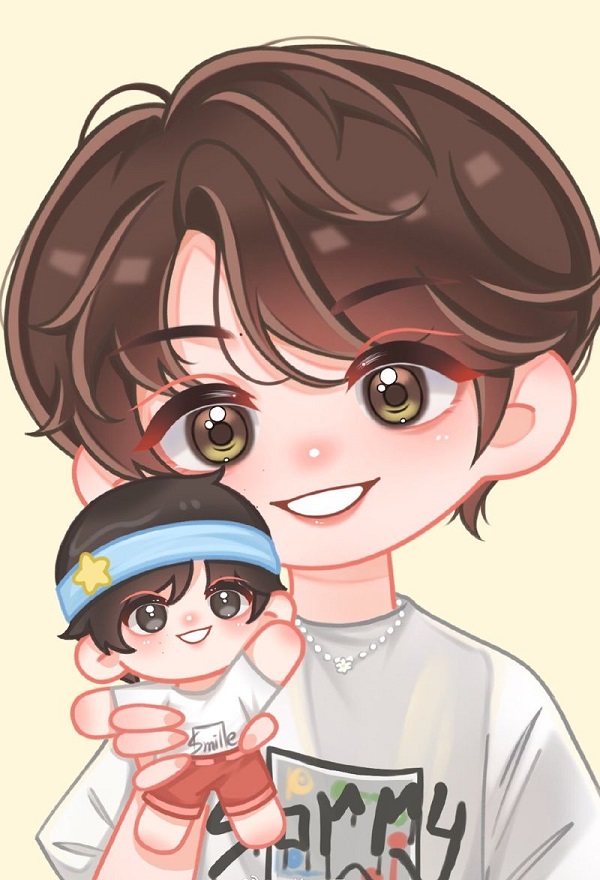 Hình ảnh anime chibi cute nam tạo dáng đáng yêu.