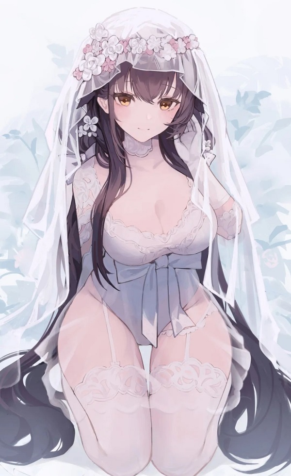 Gái anime cầm quạt che nửa mặt đầy bí ẩn
