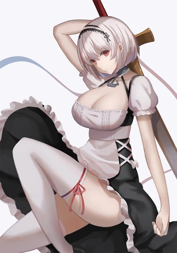 Gái anime đứng trên ban công với nụ cười dịu dàng