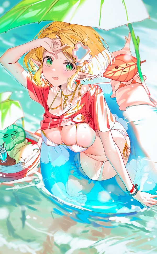 Cô gái anime với mái tóc ngắn cá tính, phong thái tự tin và năng động.