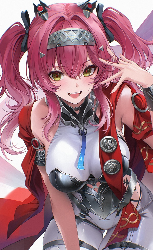 Cô gái anime trong bộ đồ bơi, tạo dáng khỏe khoắn bên bờ biển.