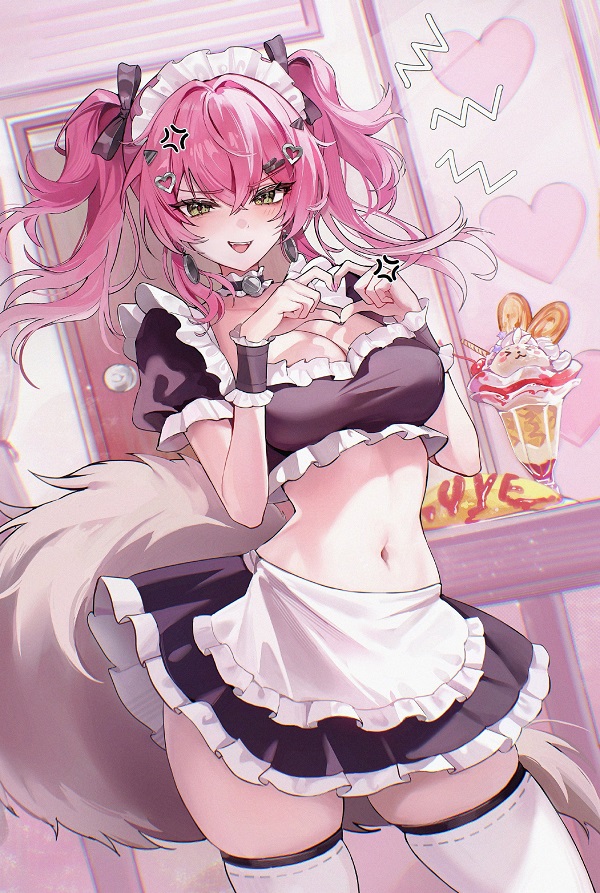 Cô gái anime với làn da trắng hồng, mịn màng, rất tươi tắn.