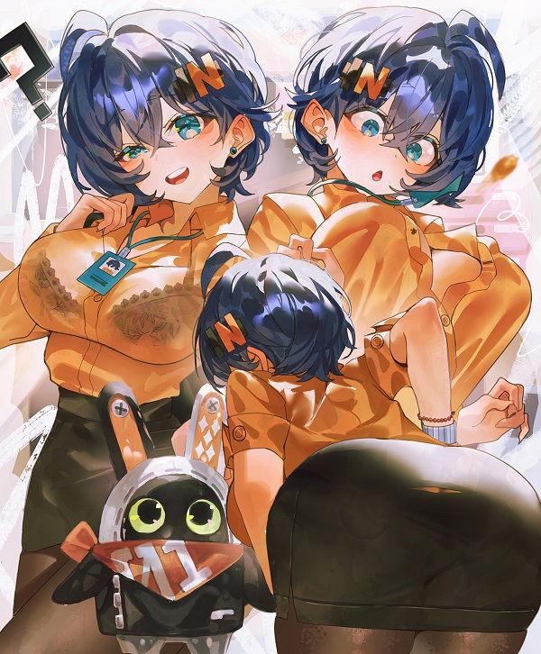 Cô gái anime đang ôm một chú mèo con, vẻ mặt dịu dàng và yêu thương.