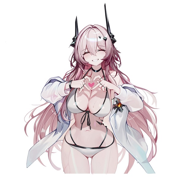 Hình ảnh gái xinh anime mặc bikini tạo dáng trên cát