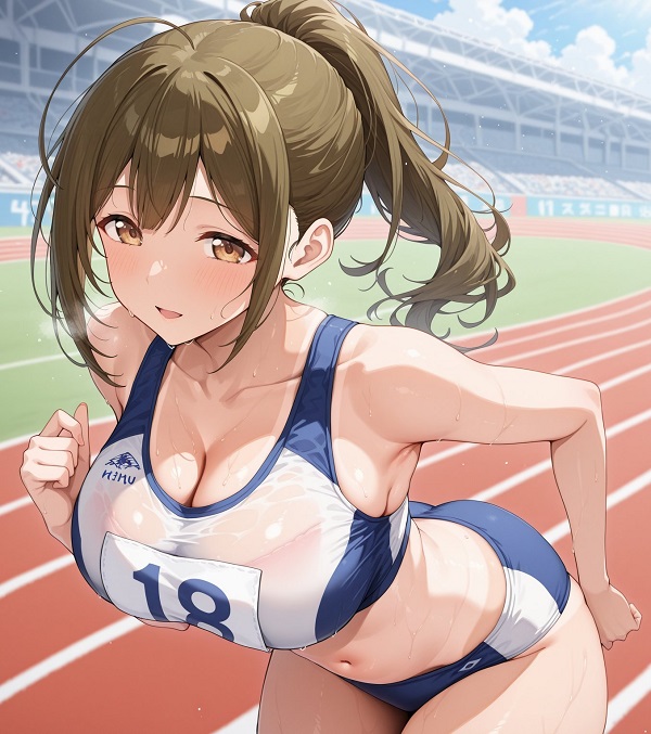 Hình ảnh một cô gái anime đang đứng dưới tán cây, ánh nắng xuyên qua kẽ lá.