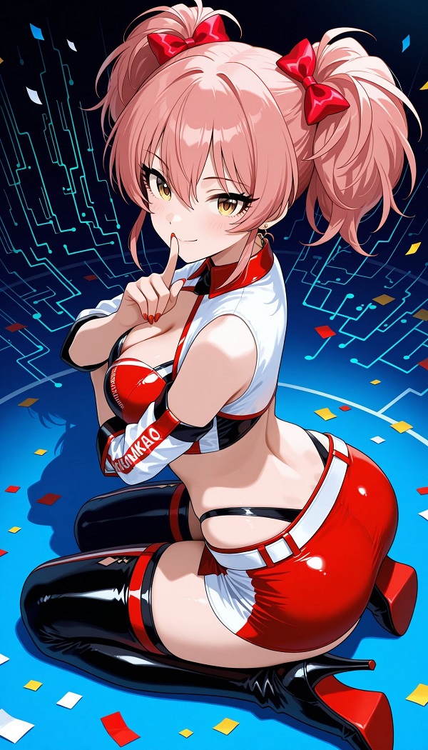 Cô gái anime với nụ cười tươi tắn, rất thân thiện và gần gũi.