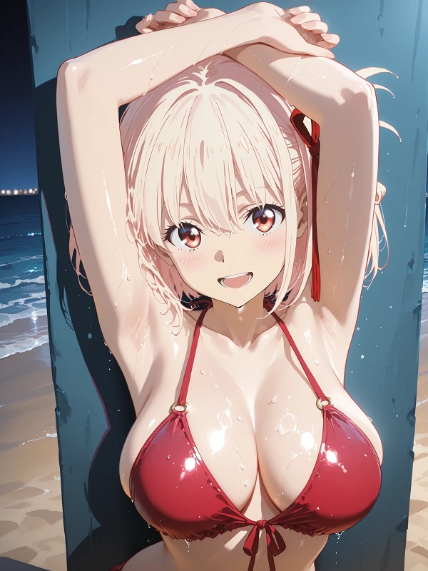 Hình ảnh một cô gái anime đang tựa vào tường, tạo dáng ngẫu hứng và phóng khoáng.