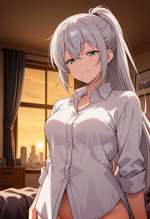 Hình gái anime với mái tóc màu sắc nổi bật, tạo vẻ cá tính và cuốn hút.