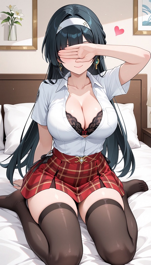 Hình gái anime trong bộ đồng phục học sinh, nhìn rất trẻ trung và đáng yêu.
