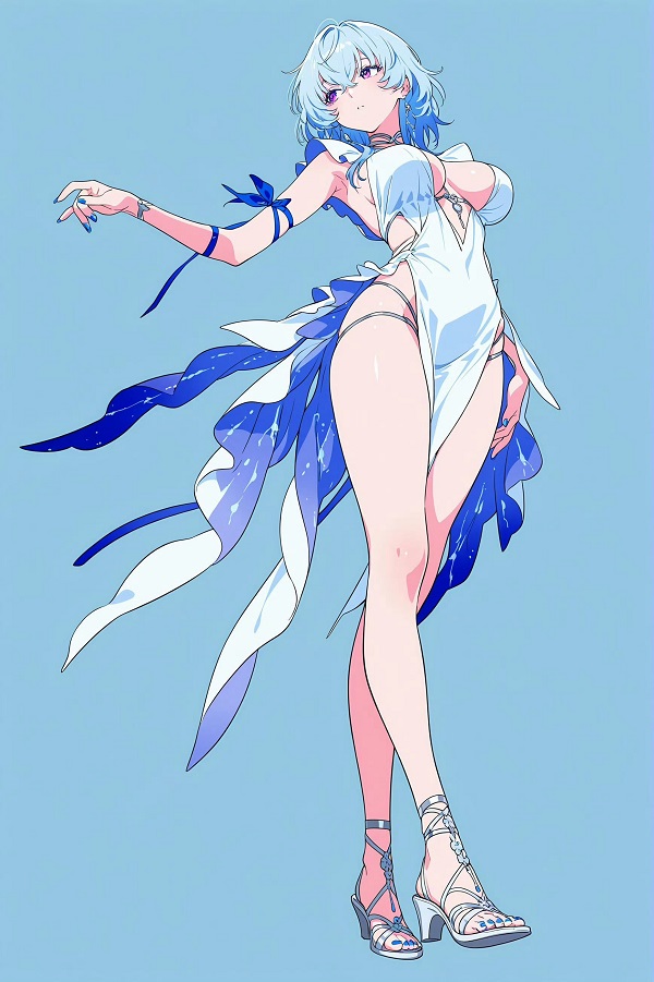 Hình nền anime cô gái tóc xanh dương