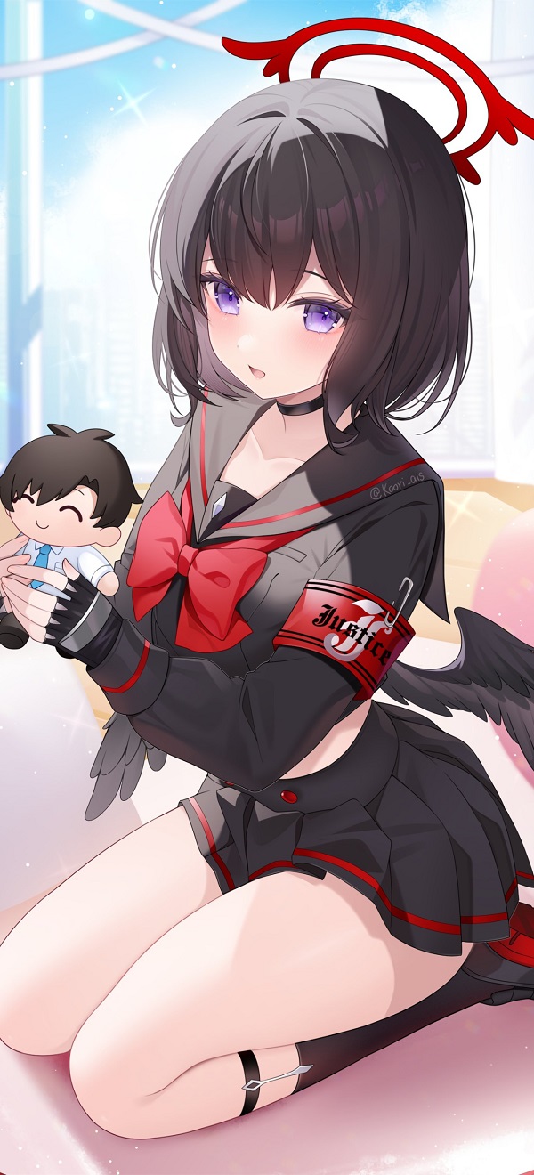 Gái anime với đôi mắt đỏ quyến rũ
