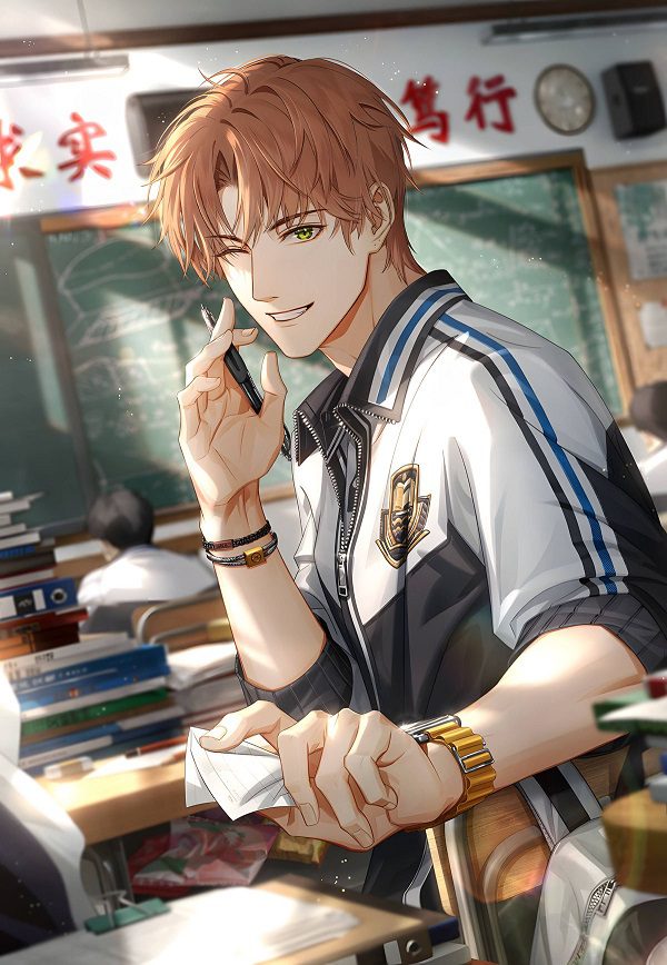 Ảnh trai đẹp anime đang cười nhẹ nhàng đầy ấm áp