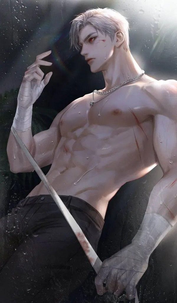 Ảnh trai anime sáu múi đứng giữa ánh nắng
