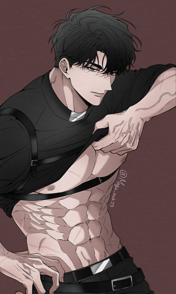 Nam sinh anime sáu múi khoác áo hờ hững