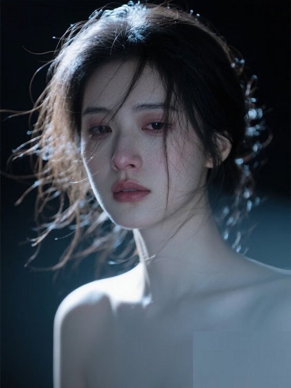 Hình ảnh nữ buồn đội mũ che nửa khuôn mặt